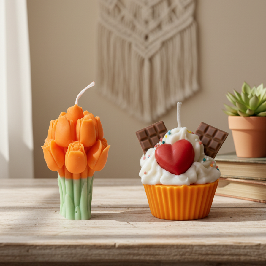 Tulip and Cupcake Candle