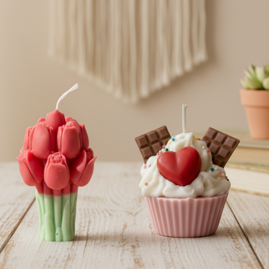 Tulip and Cupcake Candle